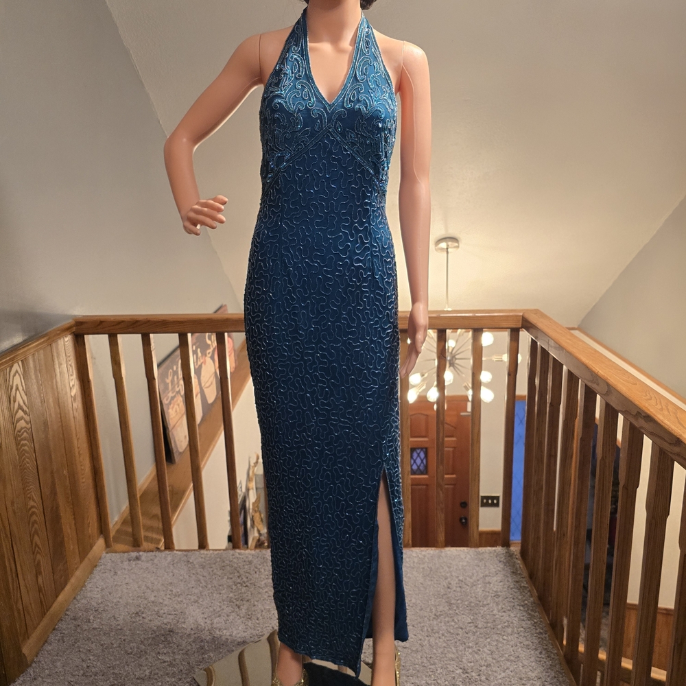 Stunning Teal Halter Prom Dress